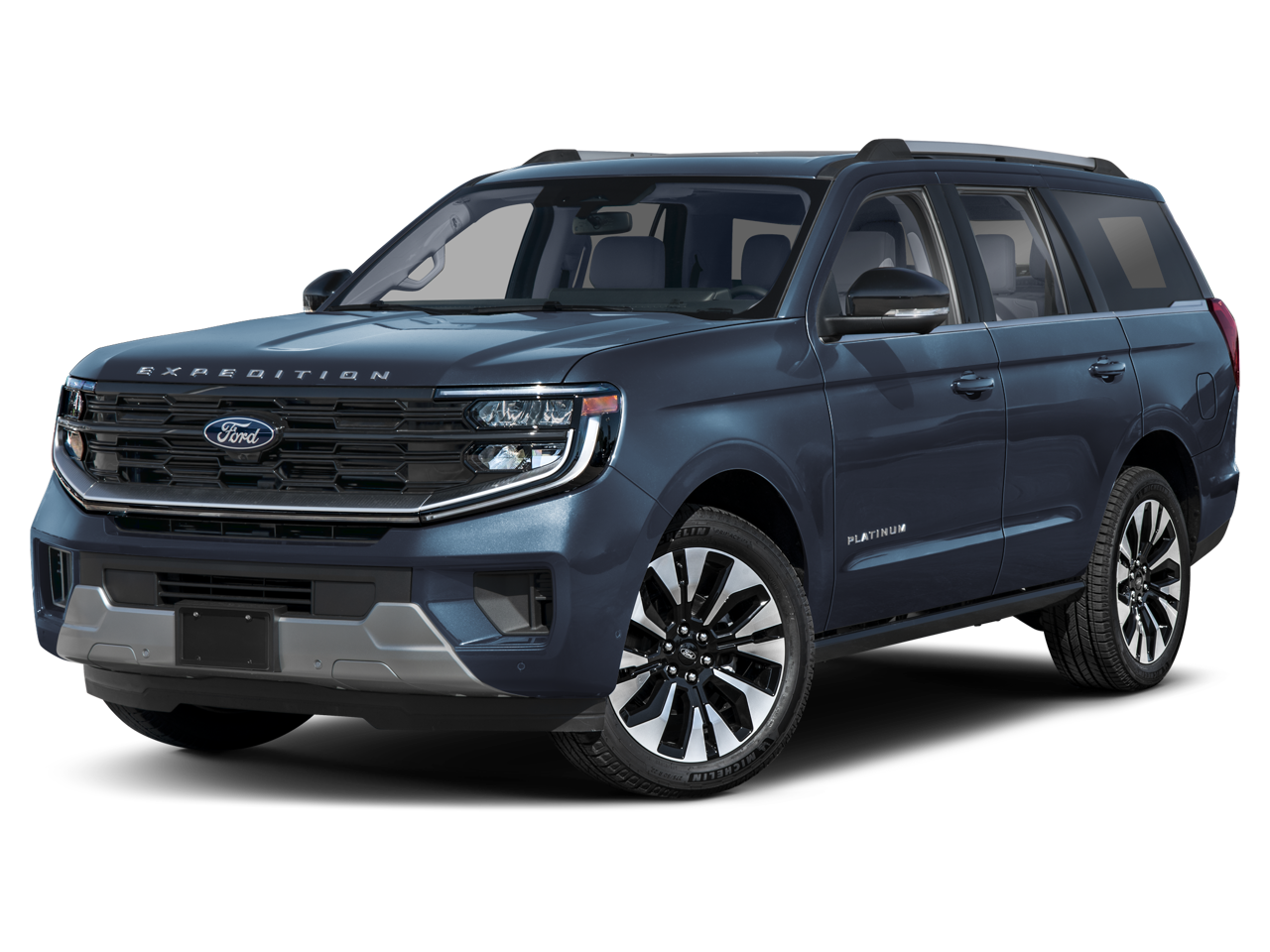 2026 Ford Expedition Platinum in Space Silver — front three-quarter view