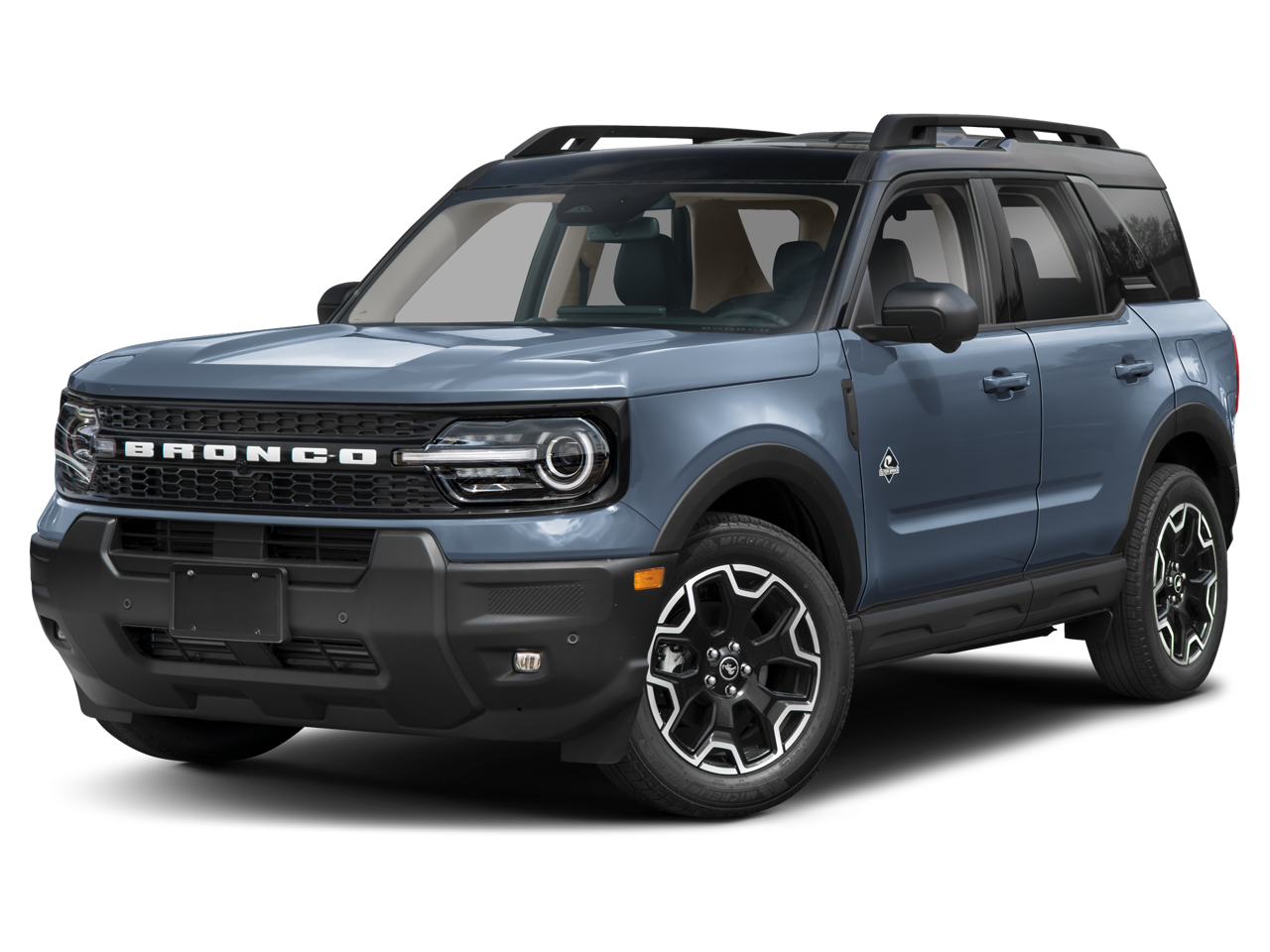 2026 Ford Bronco Sport Outer Banks in Ruby Red Metallic Tinted Clearcoat — front three-quarter view