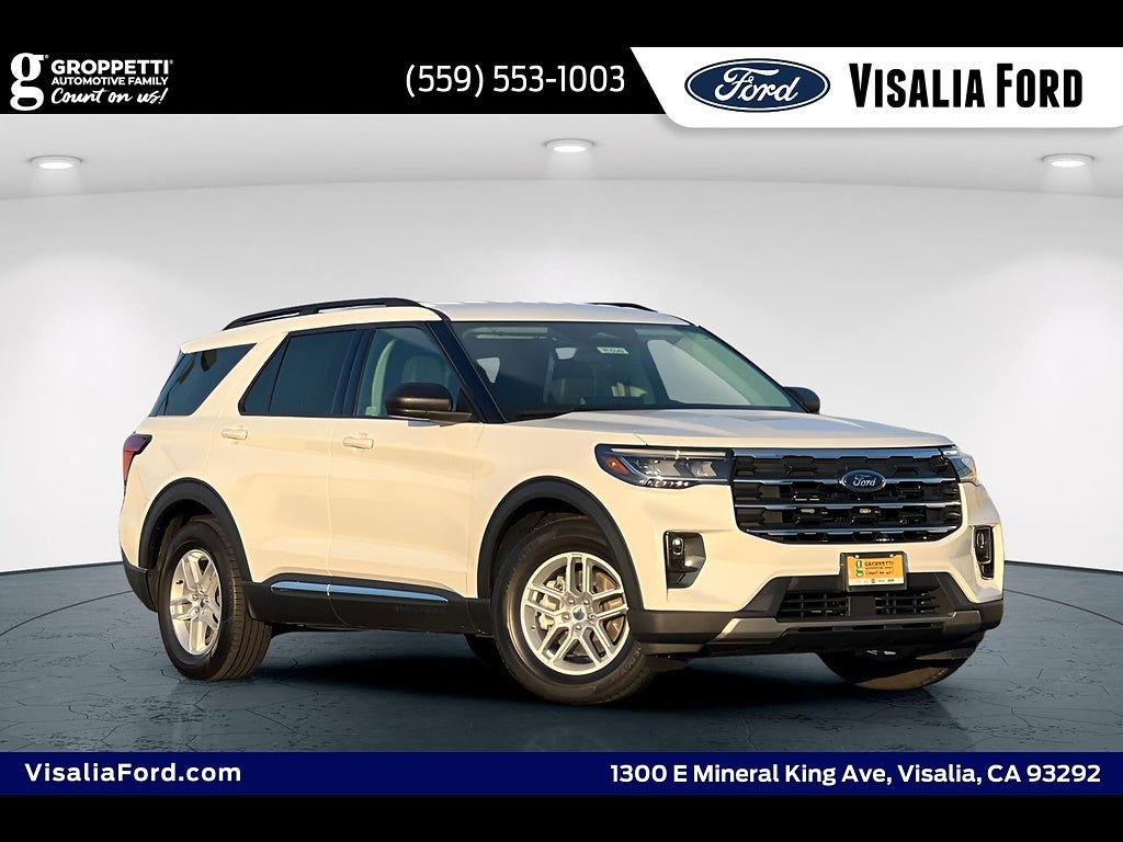 2025 Ford Explorer Active in Star White — front three-quarter view